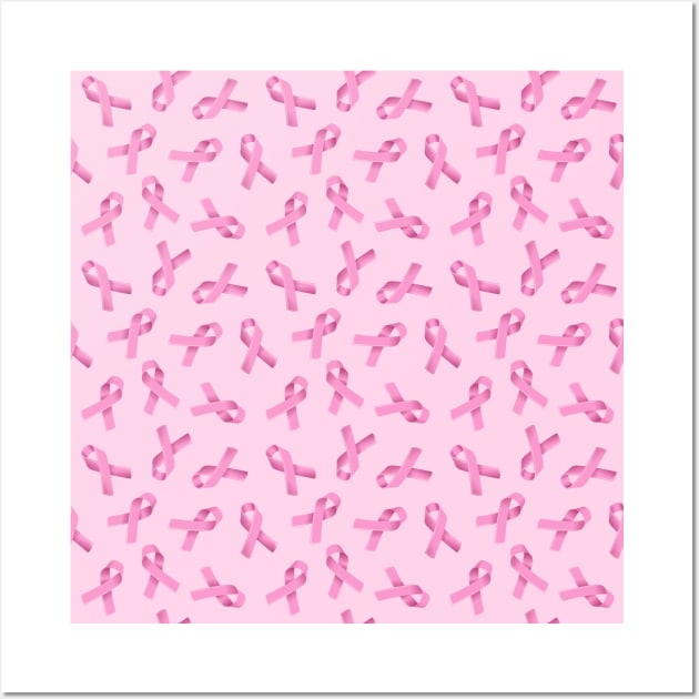 Breast Cancer Awareness Pink Ribbon Pattern Wall Art by sifis